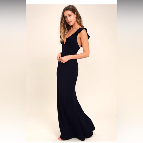 Lulus Perfect Opportunity Navy Blue Maxi Dress Size Small - Picture 4 of 16